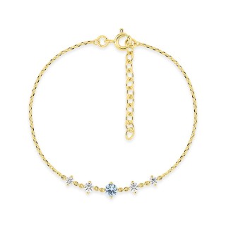 Pulsera bañada en oro con circonitas cúbicas blancas y azul claro
