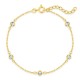 Pulseira banhada a ouro com zircónia cúbica azul celeste