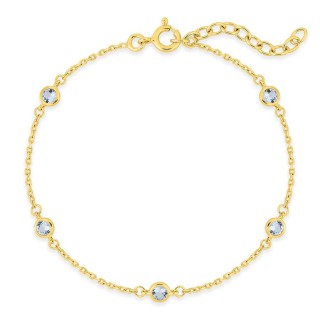 Pulsera bañada en oro con circonita cúbica azul cielo