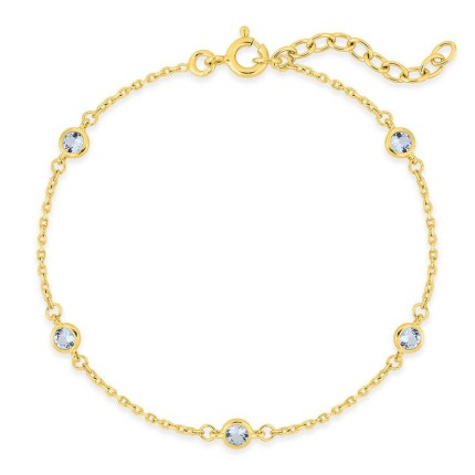 Pulsera bañada en oro con circonita cúbica azul cielo