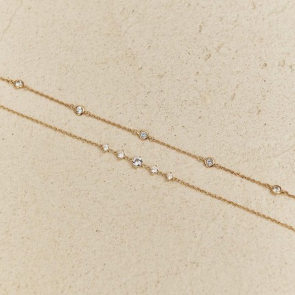 Pulseira banhada a ouro com zircónia cúbica azul celeste