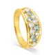 Anillo bañado en oro con circonitas cúbicas redondas dobles blancas y azul cielo, estilo princesa