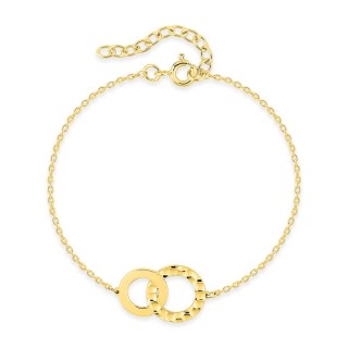 Pulsera bañada en oro con anillos entrelazados