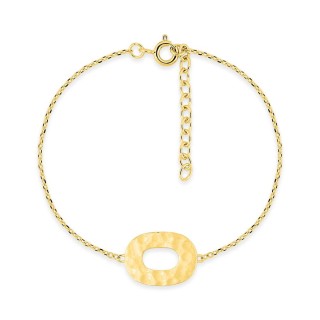 Pulseira banhada a ouro com padrão oval martelado