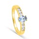 Anel banhado a ouro com zircónias brancas e zircónia oval azul-celeste