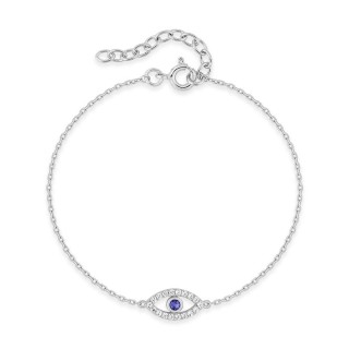 Pulsera de plata de ley 925 rodiada con circonitas cúbicas azules y blancas