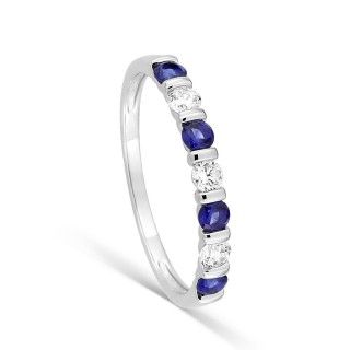 Anillo de plata de ley 925 rodiada con circonitas cúbicas azules y blancas