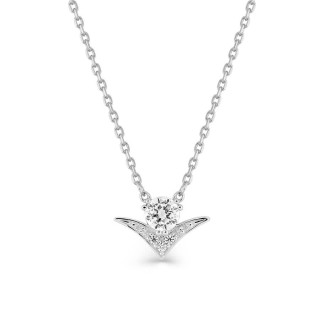 Collar de plata 925 rodiada con colgante en forma de V y circonitas