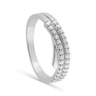 Anillo de doble hilera en plata de ley 925 rodiada con circonitas