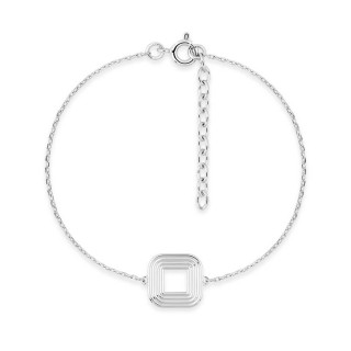 Pulsera de plata de ley 925 rodiada con colgante cuadrado calado