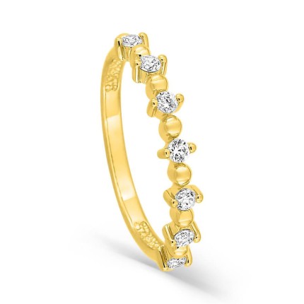 Anillo chapado en oro con cuentas y circonitas