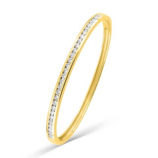 Pulsera rígida chapada en oro con engaste de circonitas