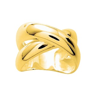 Anel largo banhado a ouro com padrão entrelaçado