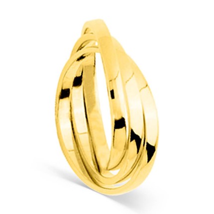 Aliança de casamento banhada a ouro com 3 anéis, 2 mm