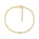 Pulsera chapada en oro con circonita solitaria y eslabón decorativo de 4 mm