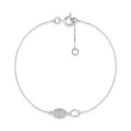 Pulseira em ouro branco 9K com motivo oval de zircónia