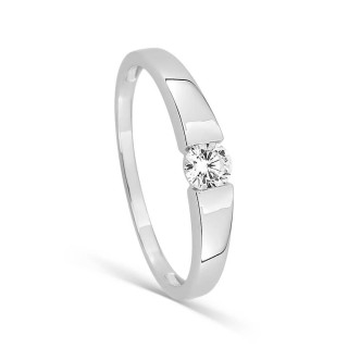 Anillo de oro blanco de 9K y circonita