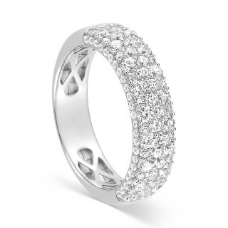 Anillo de oro blanco blanco diamantado con circonita