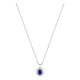 Collar de oro blanco 9K con zafiro creado talla pera y diamantes creados 0,07 ct