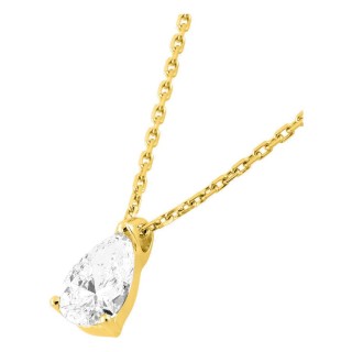 Colar em ouro amarelo 18K com diamante criado lapidação pera 0,50 ct