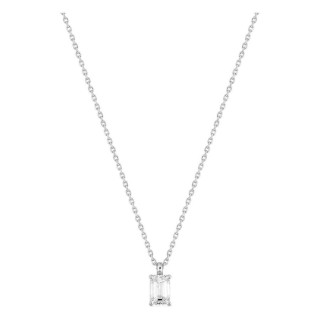 Collar de oro blanco 18K con diamante creado talla esmeralda 0,50 ct