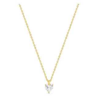 Collar de oro amarillo 18K con diamante creado talla corazón 0,38 ct