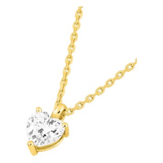 Colar em ouro amarelo 18K com diamante criado lapidação coração 0,38 ct