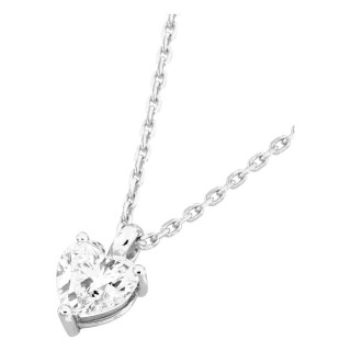 Collar de oro blanco 18K con diamante creado talla corazón 0,38 ct