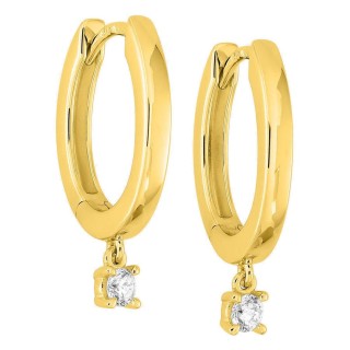 Pendientes de aro de oro amarillo 9K de 11 mm con diamantes creados colgantes 0,11 ct