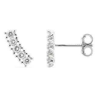 Brincos de pressão em ouro branco 9K com linha de diamantes criados 0,22 ct