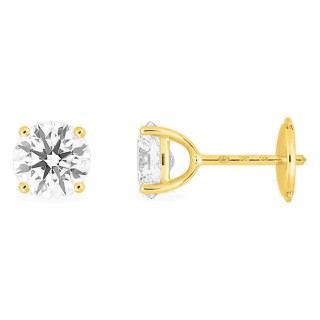 Brincos de pressão em ouro amarelo 18K com diamantes criados 2,00 ct