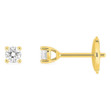Pendientes de botón de oro amarillo 18K con diamantes creados 0,20 ct
