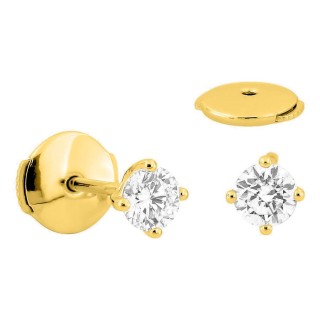 Brincos de pressão em ouro amarelo 18K com diamantes criados 0,40 ct