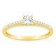 Anel solitário acompanhado em ouro amarelo 9K com diamantes criados 0,32 ct