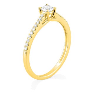 Anel solitário acompanhado em ouro amarelo 9K com diamantes criados 0,32 ct