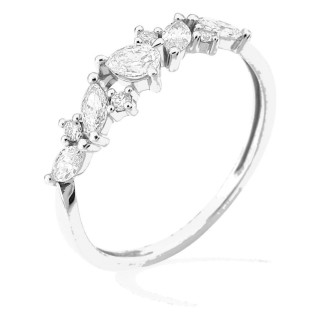 Anillo de oro blanco 9K con diamantes creados 0,46 ct en tallas marquesa, pera y redonda