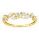 Anel em ouro amarelo 9K com diamantes criados 0,47 ct em lapidações marquise e redonda