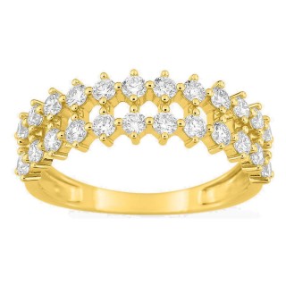 Anillo de oro amarillo 9K con 24 diamantes creados 0,80 ct en dos hileras
