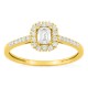Anillo de oro amarillo 9K con diamantes creados 0,43 ct y centro talla esmeralda en halo