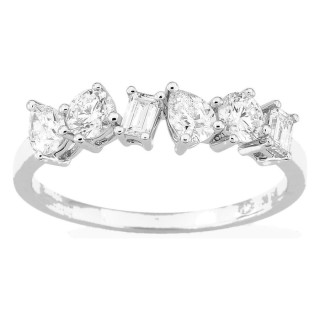 Anillo de oro blanco 18K con diamantes creados de formas variadas 0,78 ct