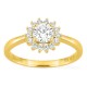 Anel em ouro amarelo 18K com diamantes criados 0,68 ct e centro de 0,50 ct em halo