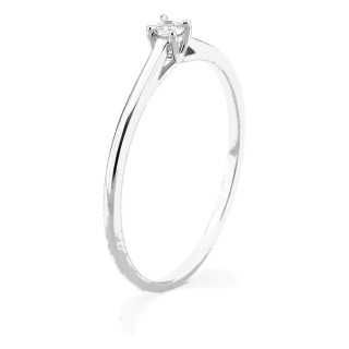 Anillo solitario de oro blanco 9K con diamante creado 0,05 ct