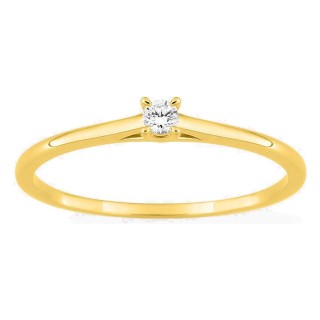 Anillo solitario de oro amarillo 9K con diamante creado 0,05 ct