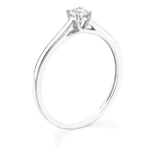 Anillo solitario de oro blanco 9K con diamante creado 0,15 ct