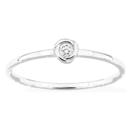 Anel solitário em ouro branco 9K com diamante criado 0,05 ct em cravação fantasia