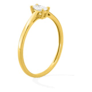 Anel solitário em ouro amarelo 9K com diamante criado lapidação oval 0,20 ct