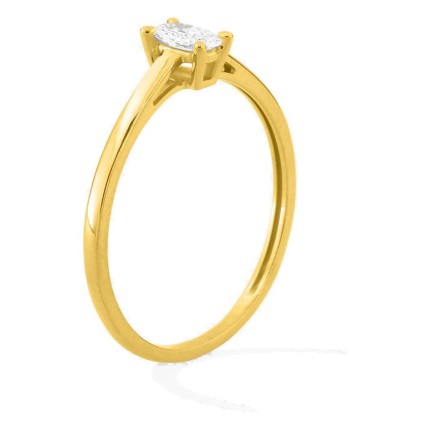 Anillo solitario de oro amarillo 9K con diamante creado talla ovalada 0,20 ct