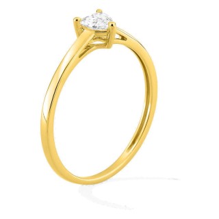 Anillo solitario de oro amarillo 9K con diamante creado talla corazón 0,19 ct