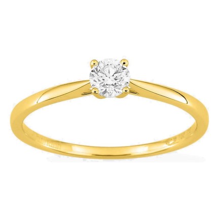 Anel solitário em ouro amarelo 18K com diamante criado 0,20 ct