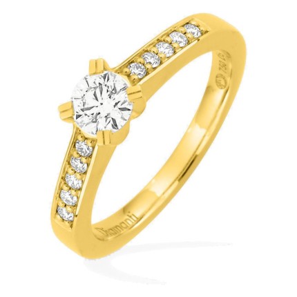 Anel solitário acompanhado em ouro amarelo 18K com diamantes criados 0,40 ct